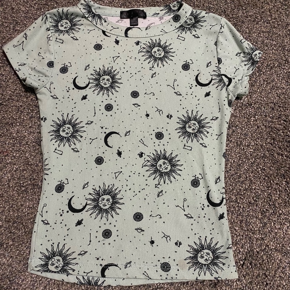 Mint green sun and Moon shirt